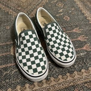Checkered Slip On Vans (Green)